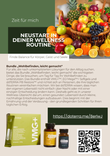 Neustart in Deine Wellness Routine mit doTERRA. Finde Balance für Körper, Geist und Seele - Susanne Vater - unabhängige Wellness Botschafterin.